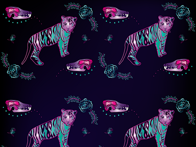 Tiger Pattern adobe illustrator design flower icon illustration vector