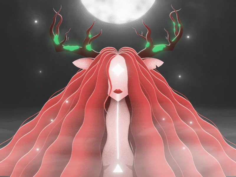 Deer girl aftereffects cierva ciervo cuernos deer fireflies fog hair horns luciernagas luna mist moon motiongraphics niebla night noche pelirroja pelo redhead
