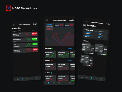HDFC Securities UI design hdfc minimal mobile app stock market trading trading app ui user experience ux