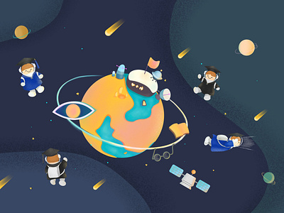 Graduation illustration astronaut cosmos graduation graphic design illustration space universe