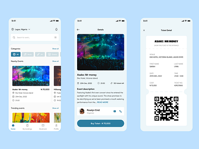 Event booking mobile app design app booking design event minimal mobile app ticket ui uidesign