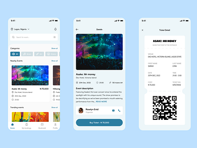 Event booking mobile app design