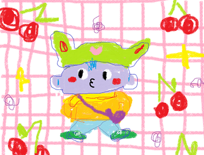 Cherry Blue art cherries confetti cute fun illustration kids kids illustration mascot naive