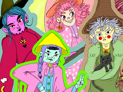 Witchesss Collage character design collage cute illustration witch witches