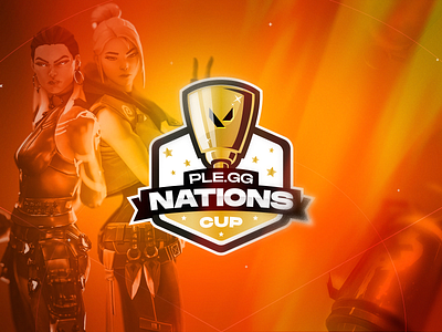 PLE.GG Valorant Nations CUP branding cup design esports gaming illustration league logo nation nations cup riot games tournament trophy valorant vector