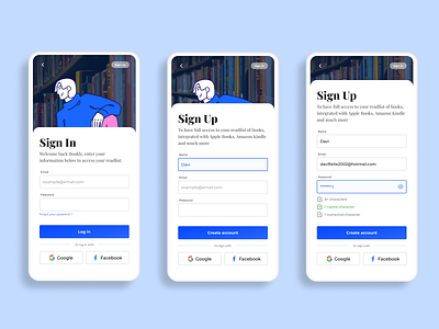 Daily UI 001 - Sign In/Sign Up • Bookly Project daily ui mobile sign in sign up ui