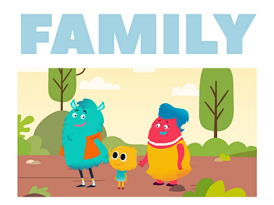 Monster Family characterdesign colour cute education family flat design love monster vectorart