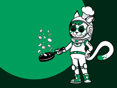 ARLO THE ASTRO-CAT cartoon cat characterdesign chef cute illustration space spaceman vector vectorart