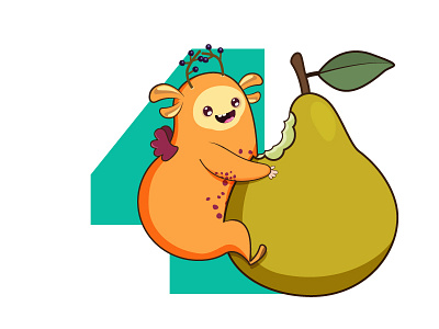 Monster cards bug card character design fruits illustration insects kid math monster pear play