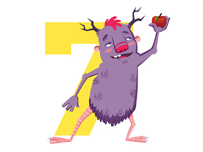 Monster cards apple card character design forest fur illustration kid math monster play tennis tree