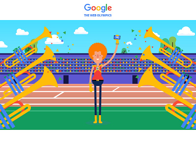 Google | web Olympics animation app cartoon character character design flat design google illustration run safety sport vector web