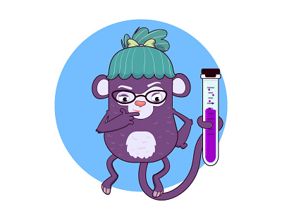 Little Monster character art character design illustration laboratory monkey old science smart test tube think tube