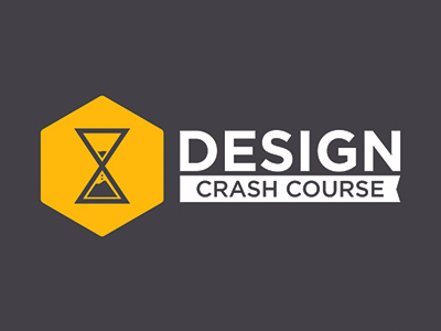 Design Crash Course Logo brand grey hourglass logo yellow