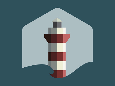 Lighthouse Icon blue hexagon icon lighthouse logo red