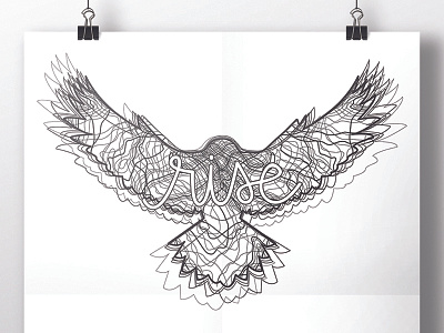 Rise bird hawk line art line drawing rise script