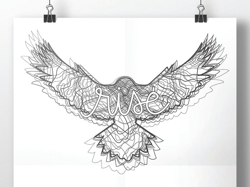 Rise line art line drawing script bird hawk rise