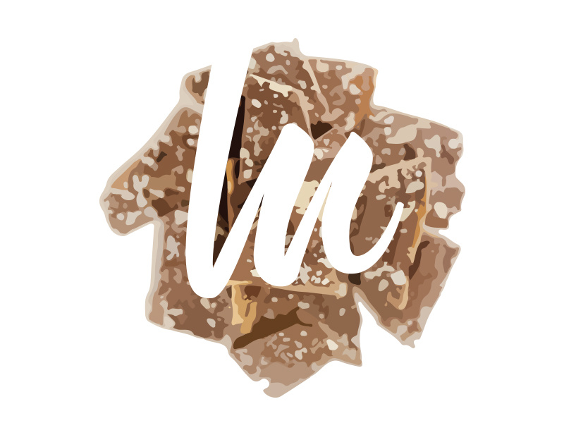 Toffee Logo brown m script handlettering toffee