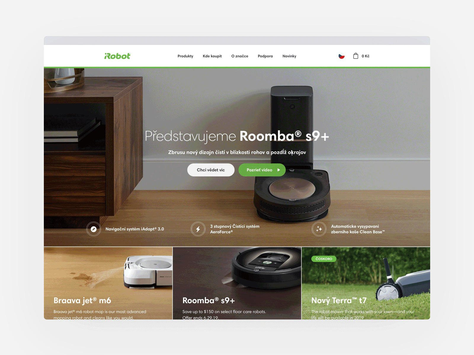 iRobot CZ clean design ecommerce homepage irobot landing minimal modern shop technology ui uiux vacuum web webdesign website