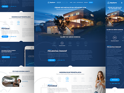 Bluehome responsive website clean home house landing logo product responsive service technology ui web webdesign