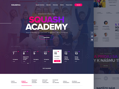 One page design for Squash Academy academy calendar clean landing onepage responsive slovakia ui ux web webdesign website