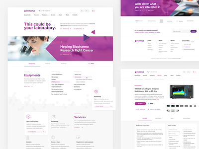 Pharma ecommerce clean design ecommerce equipment header homepage laboratory landing minimal pharmacy responsive shop typography ui ux web webdesign website