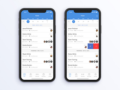 Appointment Feed & Shedule app booking feed fitness ios iphone mobile news feed planner schedule ui ux