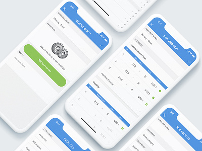 iOS App - Exercises & Workouts add new exercises feed fitness ios iphone mobile planner ui ux workout