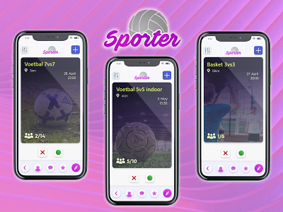 Sporter adobexd ball chat app dating app graphic design illustrator interactive design logo design mobile app design mobile design mobile ui photoshop sport app ui design uiux ux design