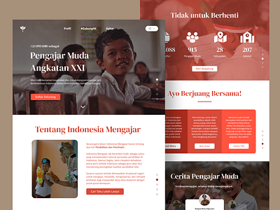 Indonesia Mengajar Landing Page Redesign branding education figma indonesia red redesign social movement ui ux website
