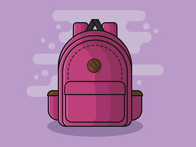 Pink backpack illustration vector