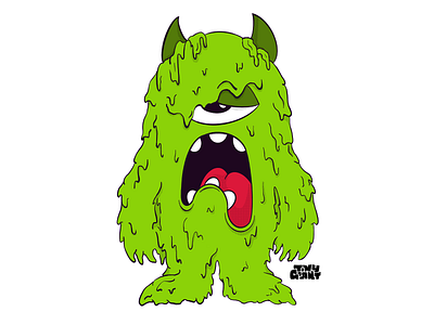 Tiny Giant - Mucus Monster chattanooga drip drippy green horns illustration monster mucus texture tiny giant