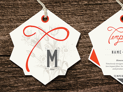 Apparel Tags charcoal clothing cream die cut flowers hand lettering lettering m orange t tags wood grain