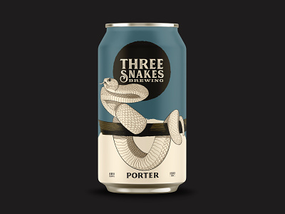 Three Snakes Brewing - Porter beer beer can branding brewery brewing identity packaging snakes