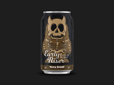 Early Riser Coffee Stout beer beer can beer label beer label design branding chattanooga identity illustration texture vector