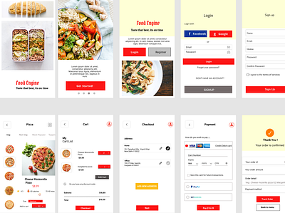 Food delivery app theme high fidelity ui design ux design wireframe