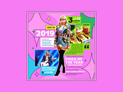 Taylor Swift Video Music Awards Infographic (2019) award award show colors design fashion infographic retro taylor swift timeline typography video music awards vmas vmas 2020