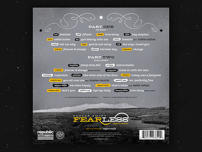 Fearless (Taylor's Version) Album | Tracklist/Back Cover album album packaging back album cover collage country design lyrics music redesign taylor swift tracklist typography vinyl words