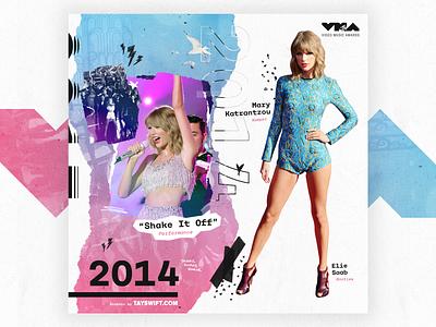 Taylor Swift Video Music Awards Timeline - 2014 award award show colors design fashion infographic taylor swift timeline typography video music awards vmas vmas 2019