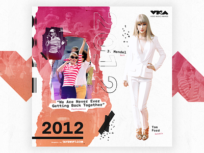 Taylor Swift Video Music Awards Timeline - 2012 award show colors design fashion infographic taylor swift timeline typography video music awards vmas vmas 2019