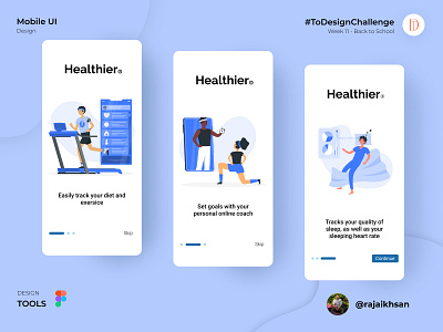 Healthier Mobile App health mobile design onboarding sport ui