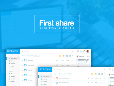 " First share " file shareing Dashboard UI Design dashboard file share file sharing dashboard first share web interface