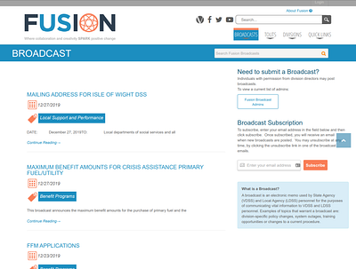 Fusion Project - Broadcast System branding design ui ux web website