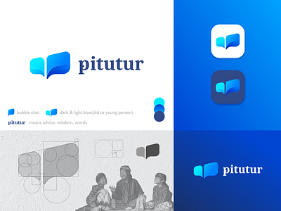 Pitutur Logo Design Blue app brand identity branding concept design icon identity identity branding logo minimal modern logo