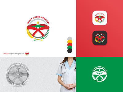Logo Smart Nurse Academy branding design green logo icon identity identity branding illustration indonesia logo logo design nursery red logo vector