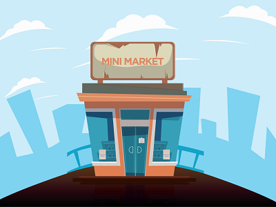 Minimarket illustration coloring consept illustration minimarket shop