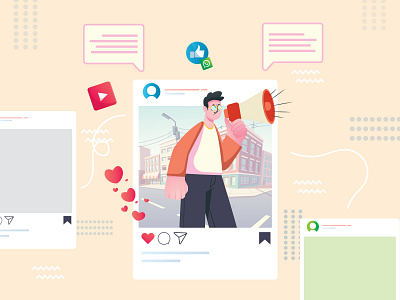 Social Media blog blog post character colors hair illustration illustration art illustration design instagram marketing men plants social media marketing thumnail