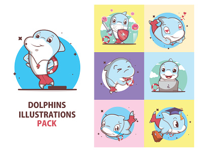 Coast guard dolphin character cartoon character children book dolphins graphic design illustration vector