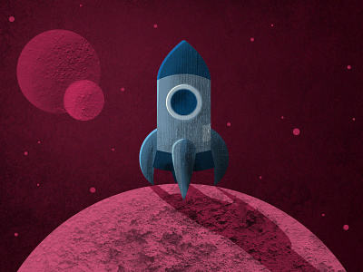 Rock It illustration moon planet rocket space texture