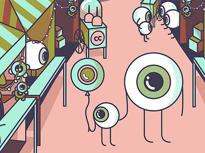 Coney Eyeland carnival eyes halftones illustration themepark vectorart