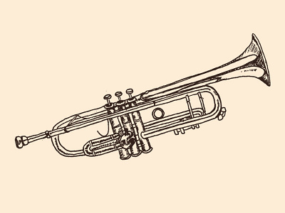 Trumpet illustration jazz mardi gras brass music new orleans trumpet